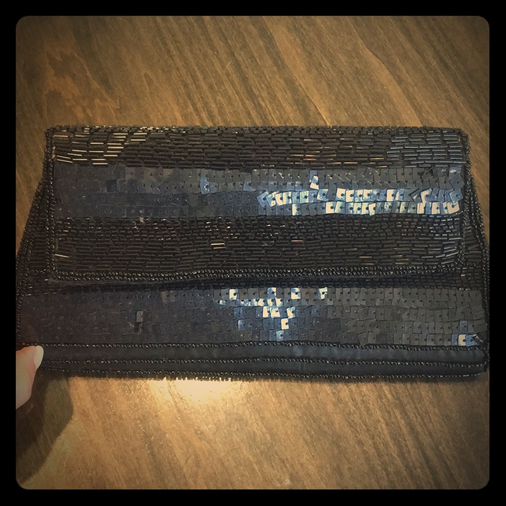Black Sequined Clutch.